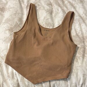Buckle BKE Essentials Ribbed Brown Crop Tank Top